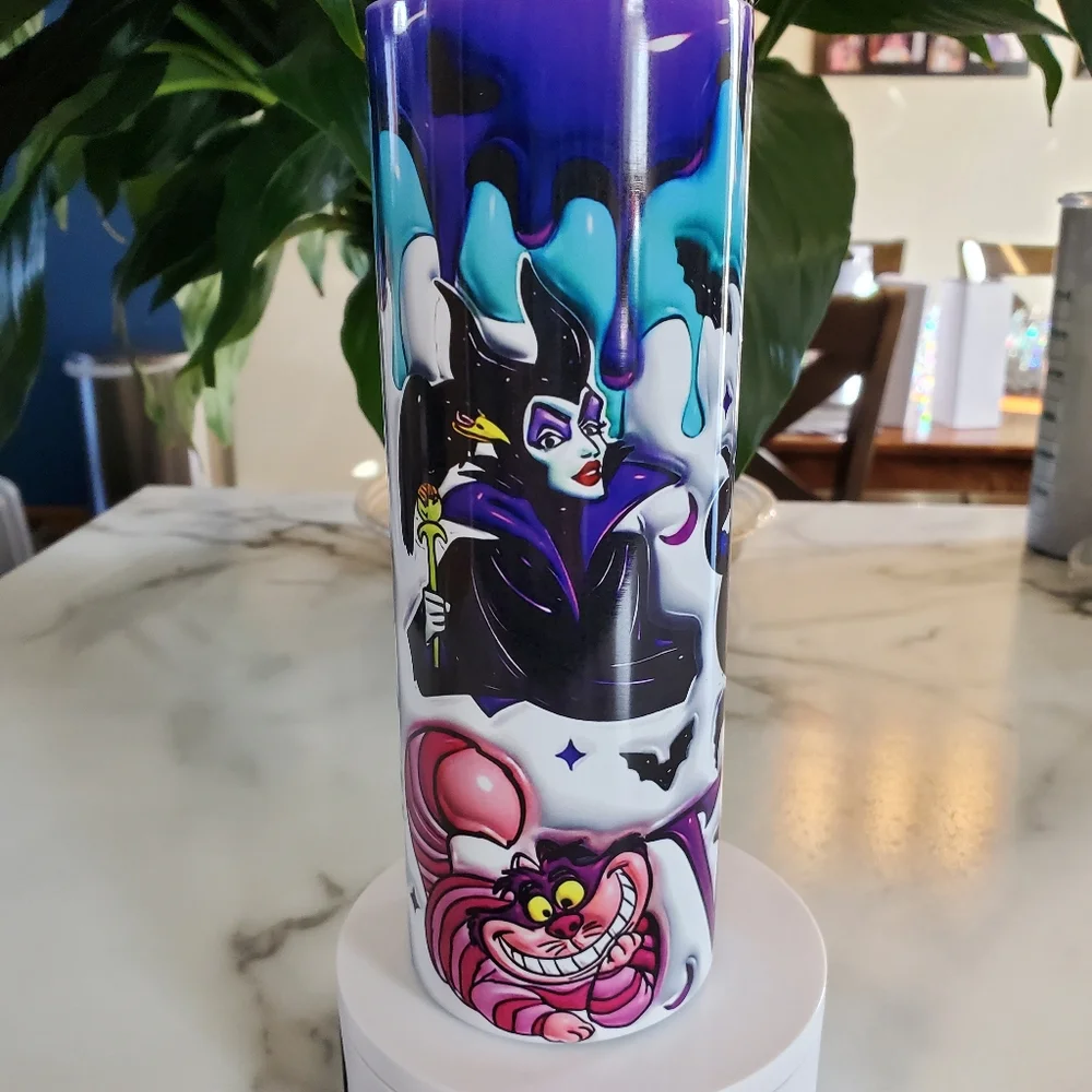 Disney Villains 3D Puffy Bubble 20oz Tumbler  with duo lids 🎉sale